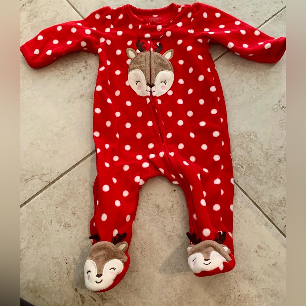 Carters Reindeer footie 3M